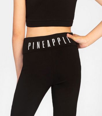 Pineapple Girls Black Jersey Fold Down Flared Trousers New Look