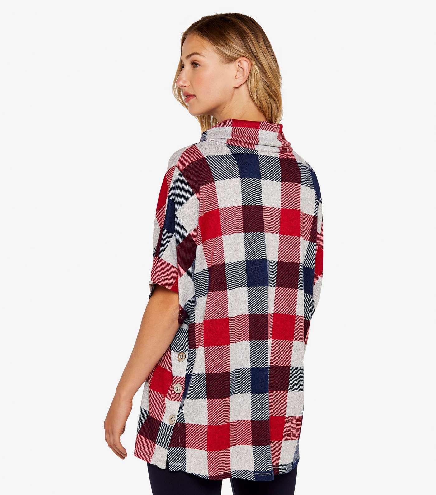 Apricot Red Check Print Top Image 3