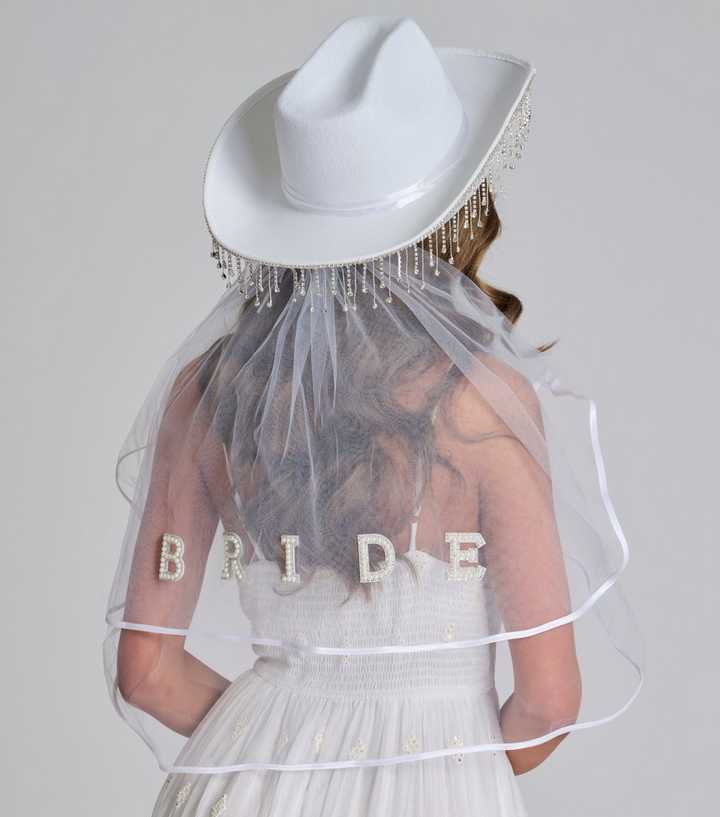 South Beach White Tassel Bridal Cowboy Hat