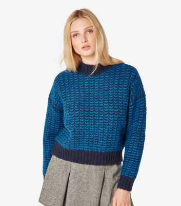 Apricot Navy Chevron Print Knitted Jumper