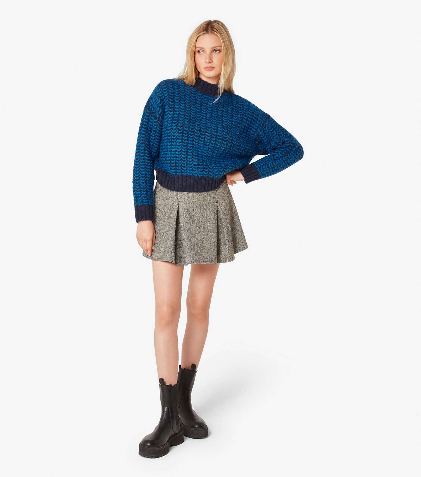 Apricot Navy Chevron Print Knitted Jumper Image 2