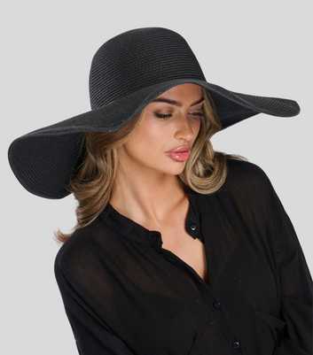 South Beach Black Wide Brim Floppy Hat