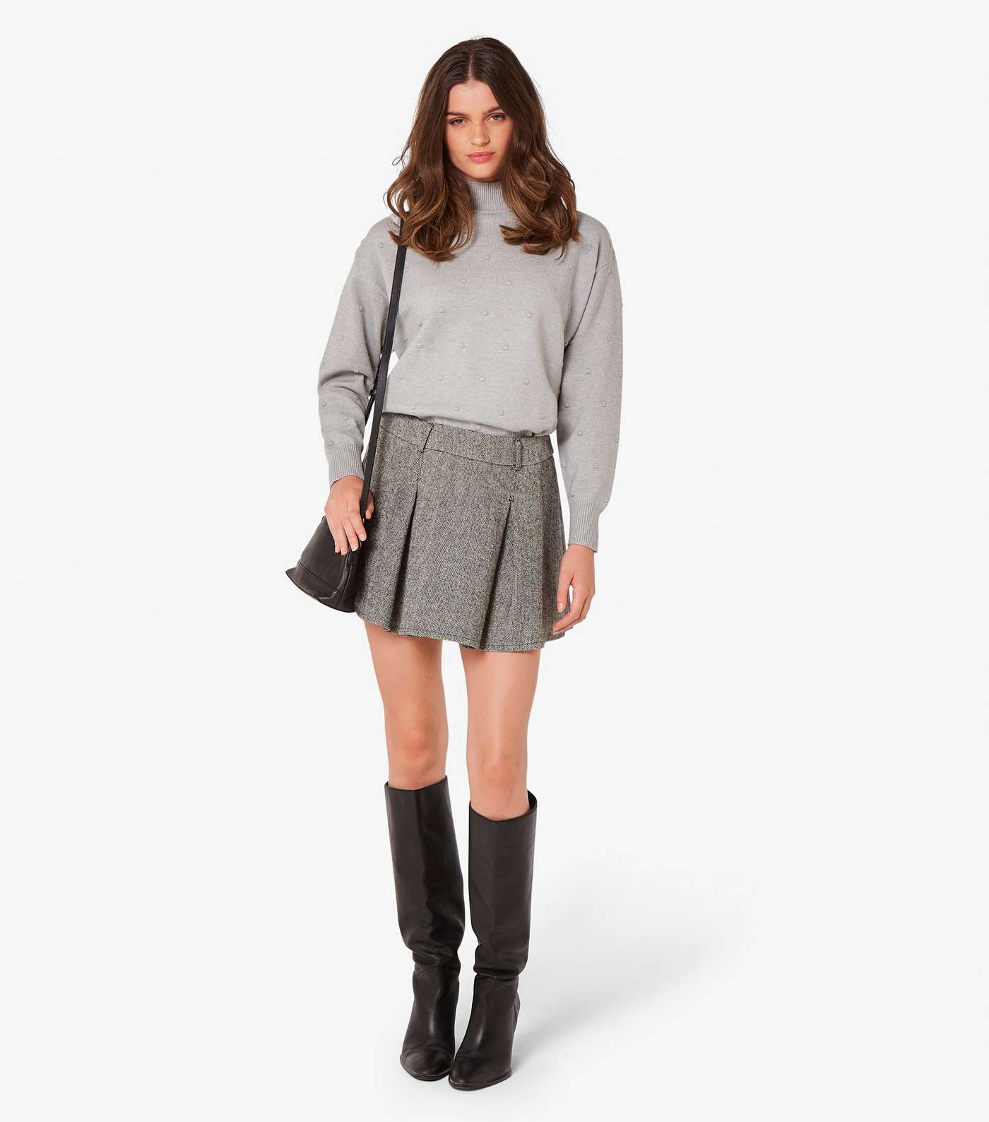 Apricot Grey  Knitted Oversized Jumper Image 2
