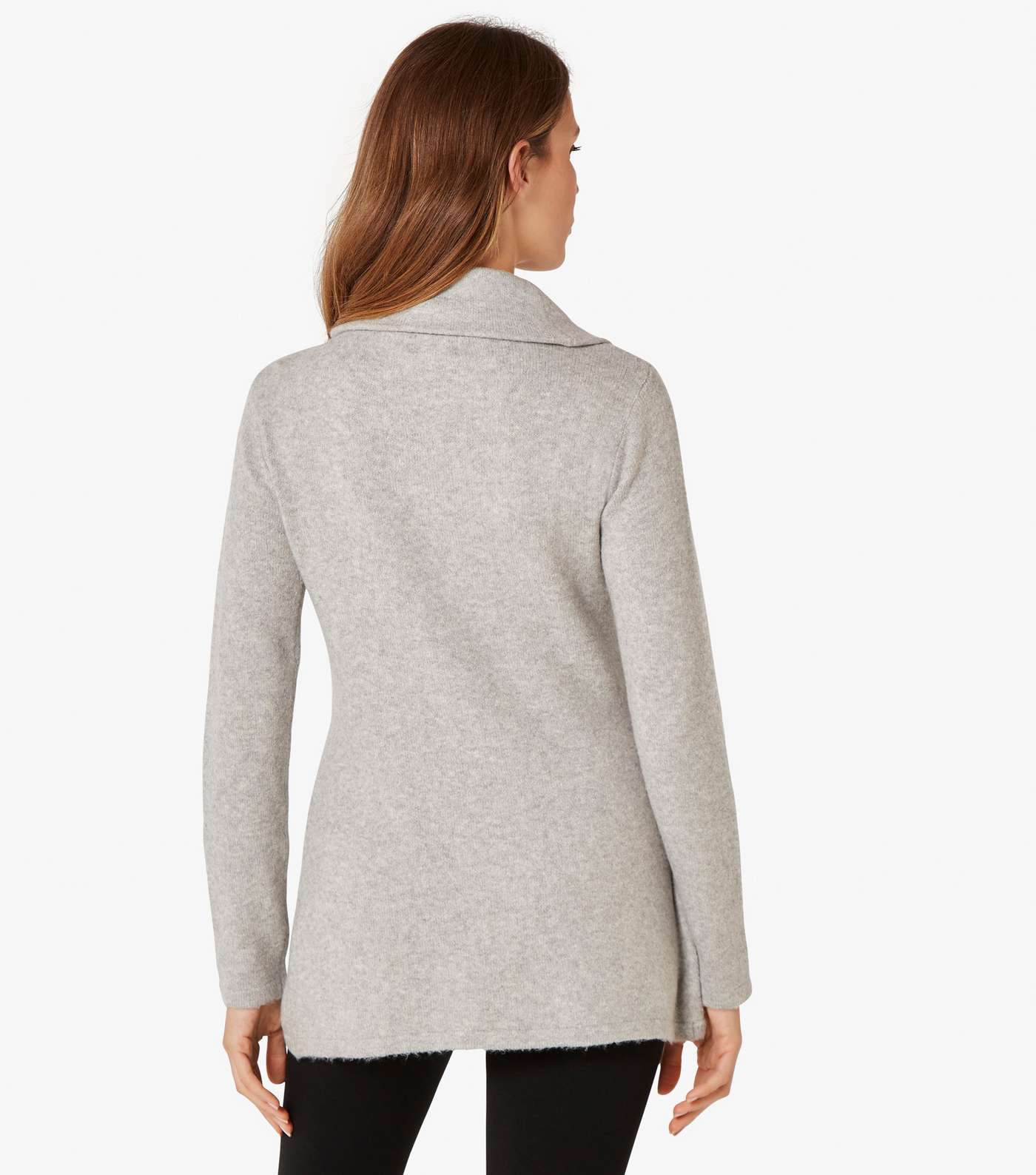 Apricot Pale Grey Roll Neck Wrap Jumper Image 3