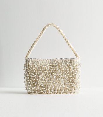 Off White Faux Pearl Shoulder Bag New Look