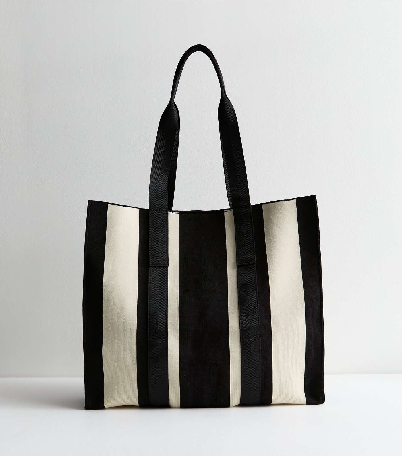 Black Knit Stripe Tote Bag Image 4