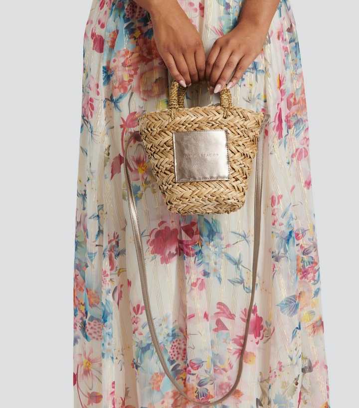 South Beach Silver Metallic Straw Cross Body Bag New Look