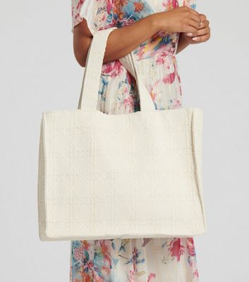 Cream beach bag best sale