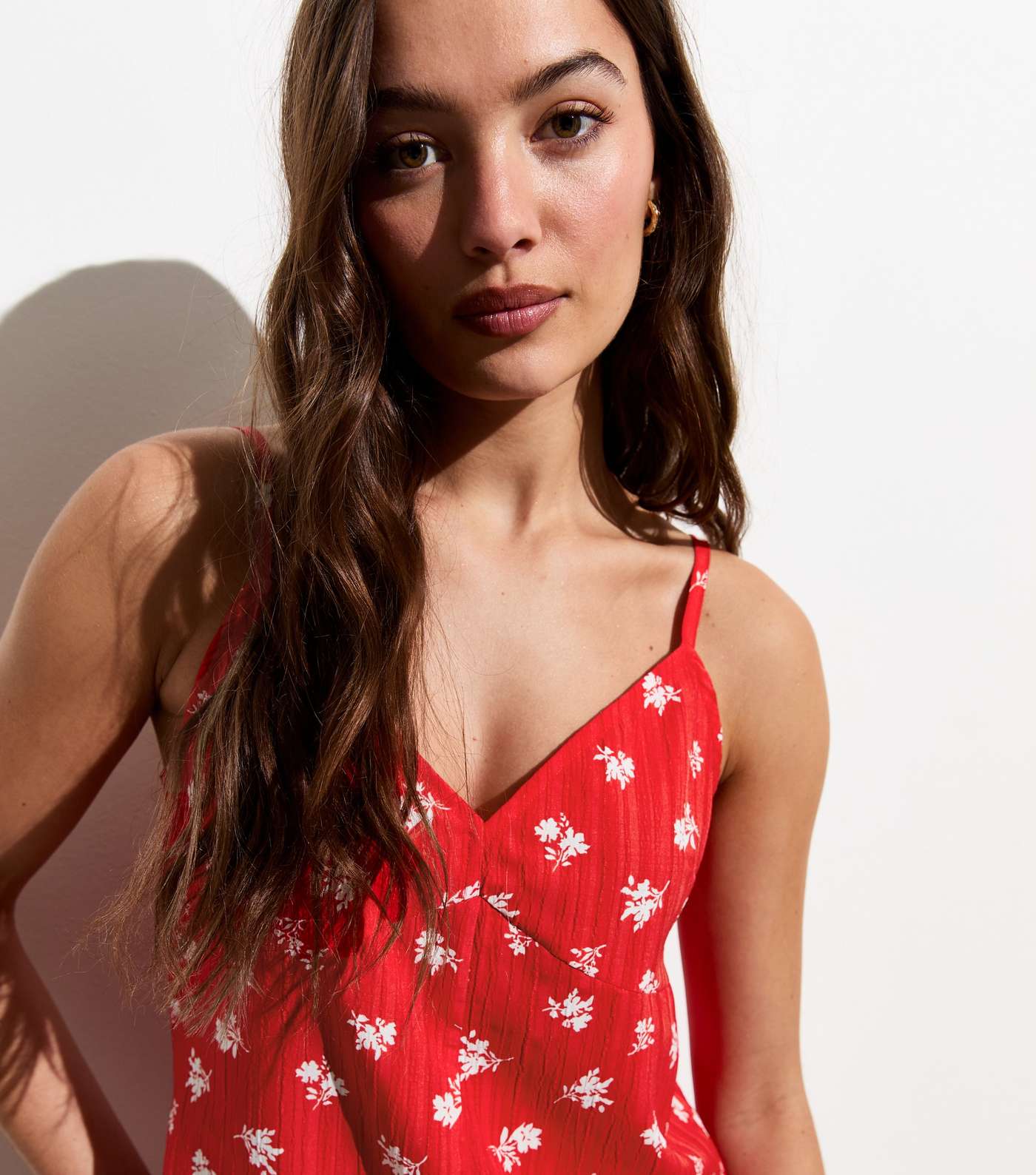 Red Floral Strappy Crop Jumpsuit Image 2