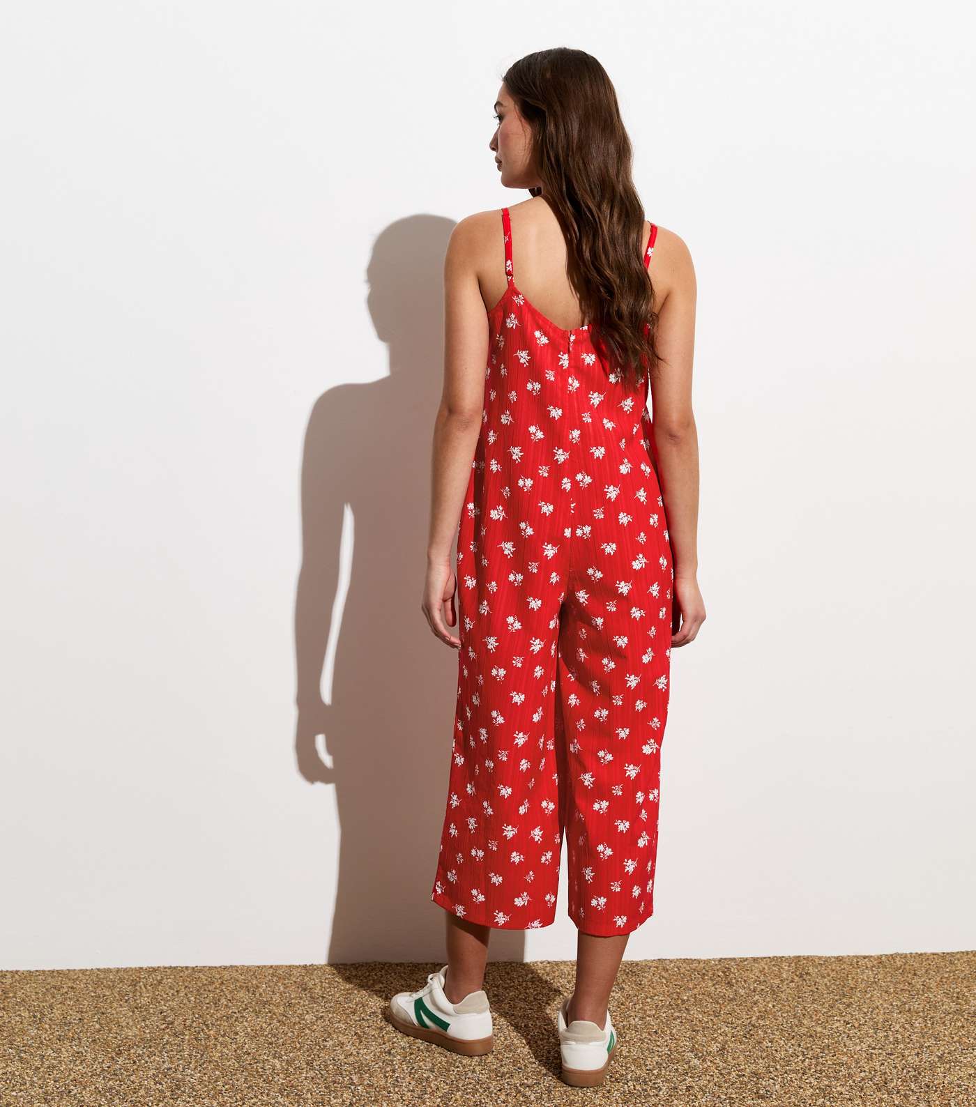 Red Floral Strappy Crop Jumpsuit Image 4