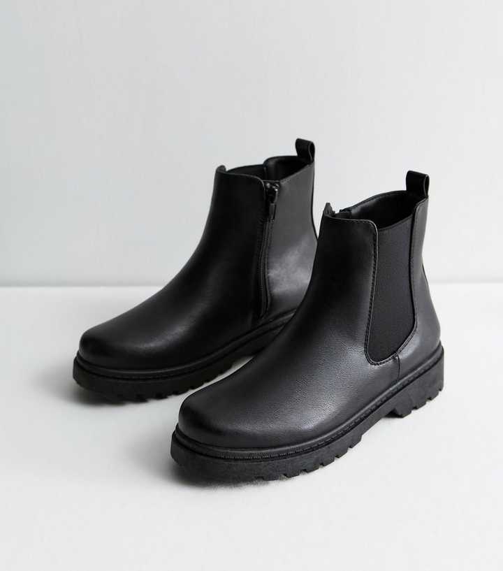 Chelsea Boots Outfit Newlook Chunky Boots Wide Fit Black Leather