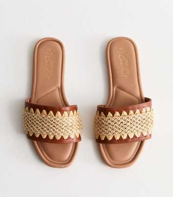 Wide Fit Tan Raffia Mule Sandals