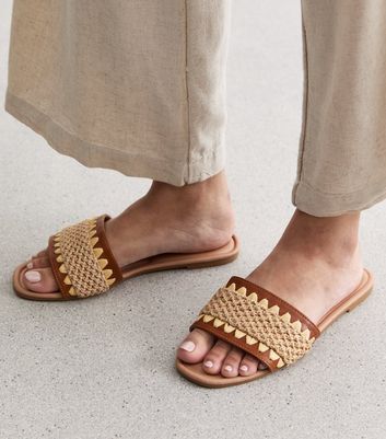 Tan mule slides on sale