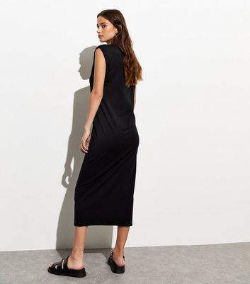 Black Sleeveless Tank Midi Dress New Look