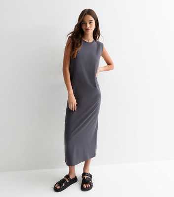 Grey Sleeveless Tank Midi Dress