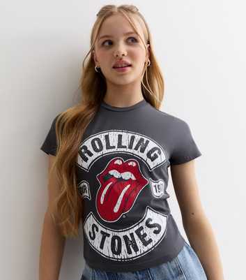 Girls Dark Grey Rolling Stones Logo T-Shirt