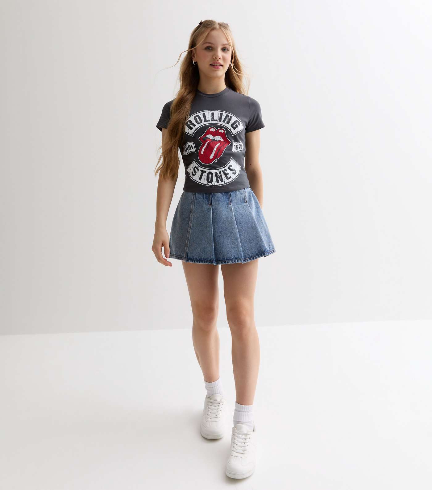 Girls Dark Grey Rolling Stones Logo T-Shirt Image 2