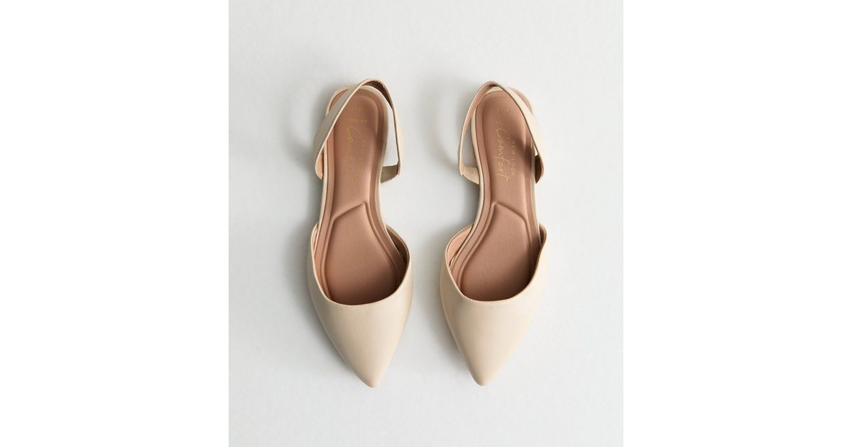 Wide Fit Off White Pointed-Toe Slingback Flats New Look
