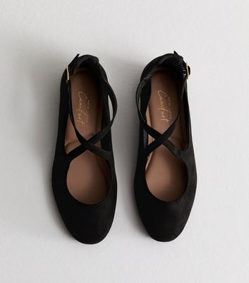 Wide Fit Black Strappy Ballet Flats New Look