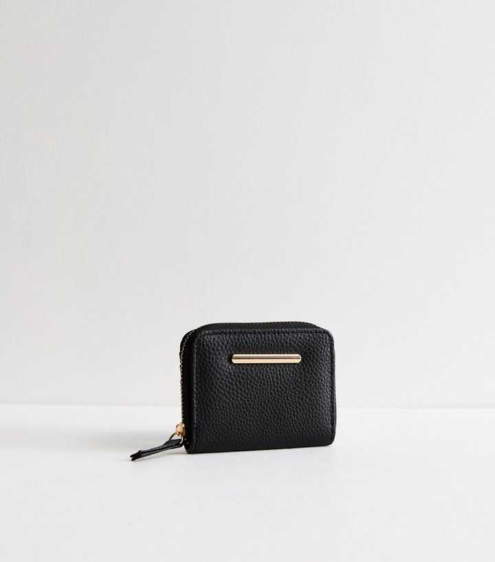 Black Leather-Look Zip Around Purse