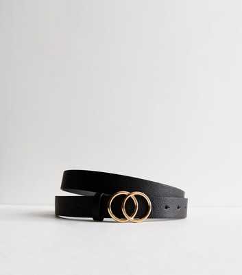 Curves Black Leather-Look Double Circle Belt