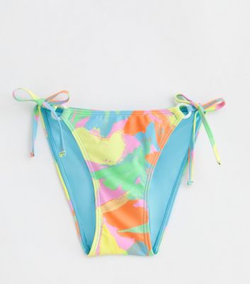 Multicoloured Abstract Print Bikini Bottoms New Look