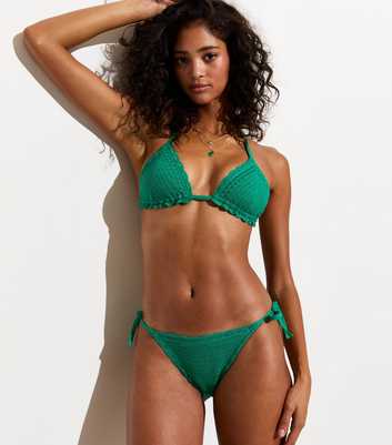 Green Crochet Side-Tie Bikini Bottoms 