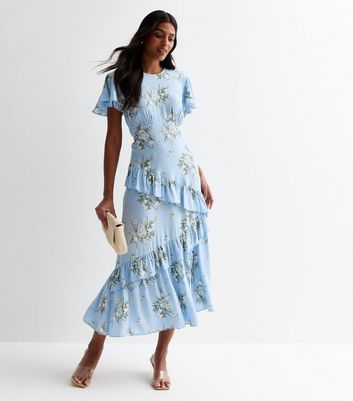 New look blue dress orders with flowers