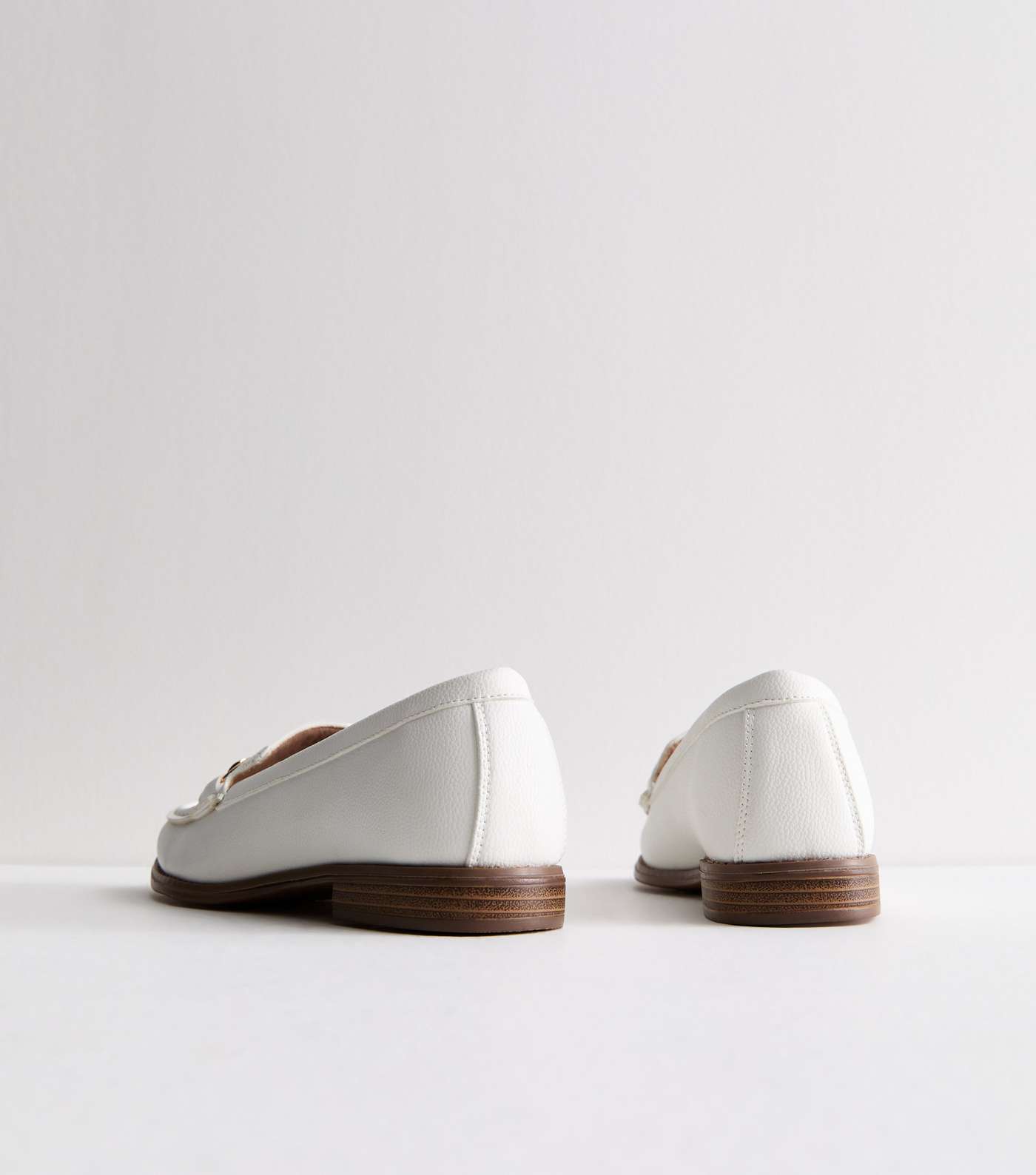 White Leather-Look Snaffle Trim Loafers Image 4