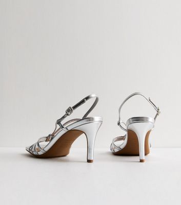 Silver Twist Knot Stiletto Heel Sandals New Look
