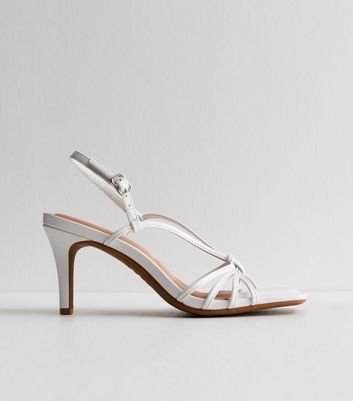 White Twist Knot Stiletto Heel Sandals New Look