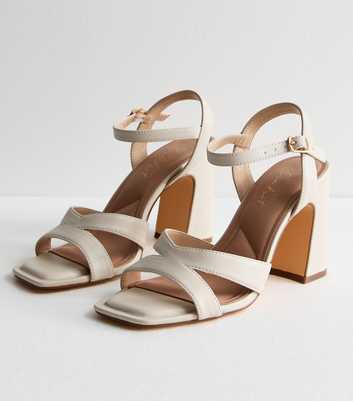 Off White Cut Out Block Heel Sandals