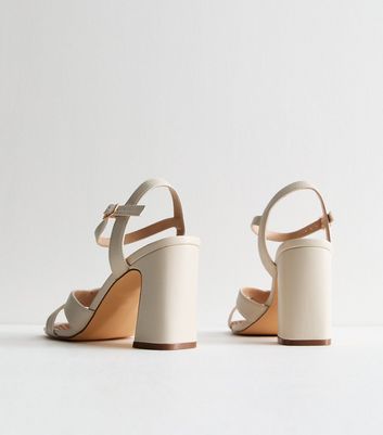 Off White Cut Out Block Heel Sandals New Look