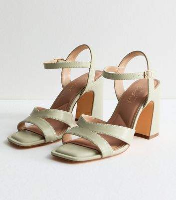 Extra Wide Fit Light Green Cut Out Block Heel Sandals | New Look