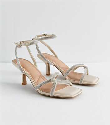 Off-White Diamanté-Embellished Twisted-Strap Heel Sandals