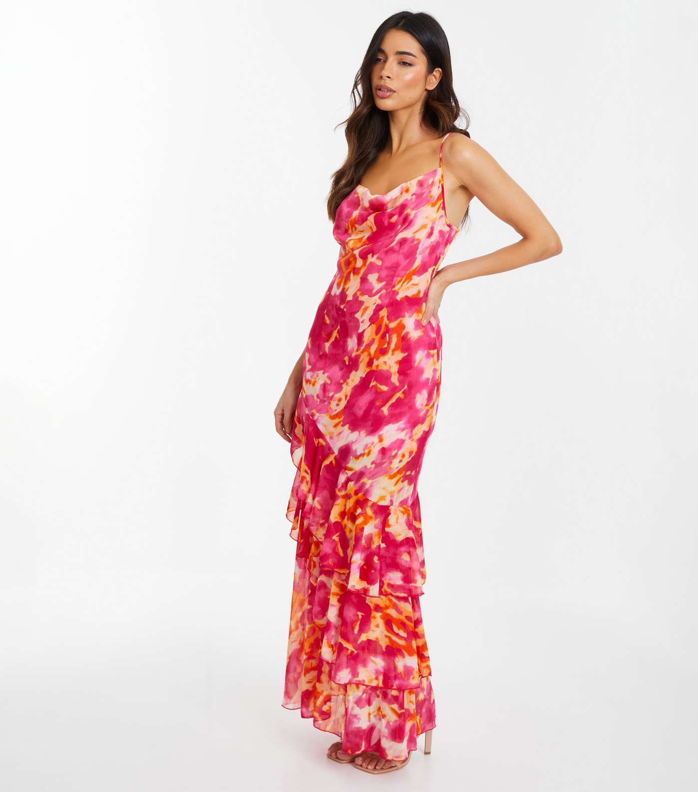 QUIZ Pink Chiffon Maxi Dress Image 2