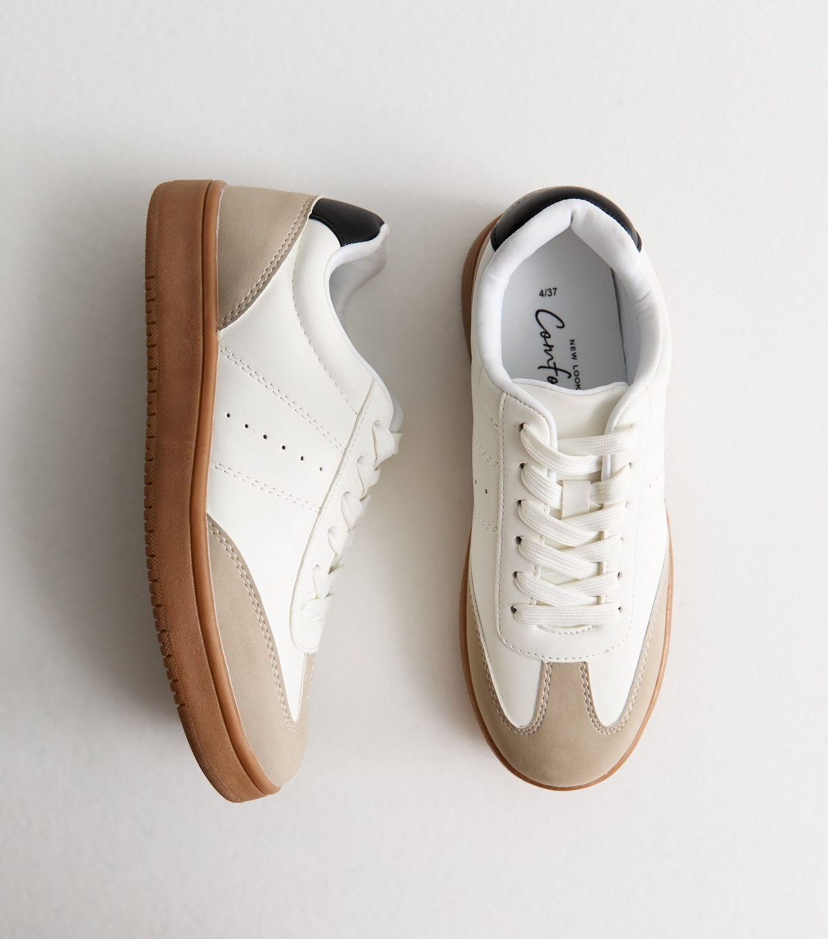Women's White Suede-Look Low Top Trainers New Look