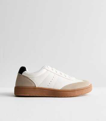White Suede-Look Low Top Trainers 
