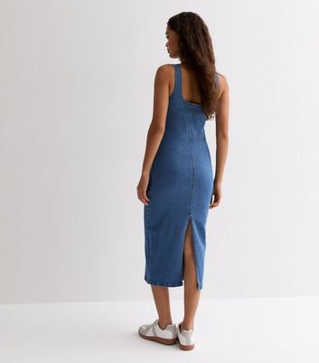 Fitted denim midi dress best sale