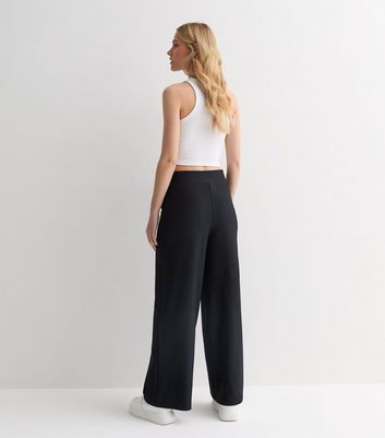 Black ribbed trousers best sale