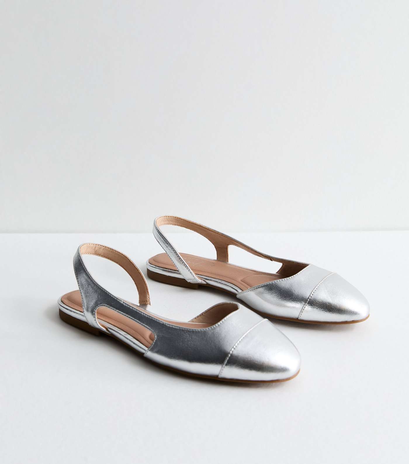 Silver Toe Cap Slingback Shoes Image 3