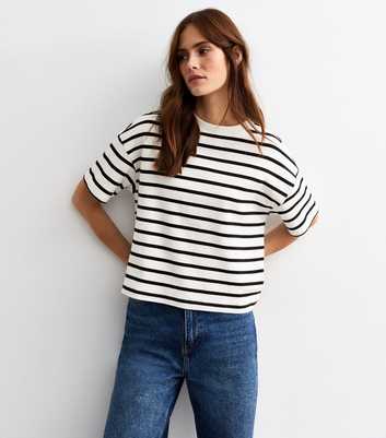 Black Premium Heavyweight Cotton Oversized Stripe T-Shirt