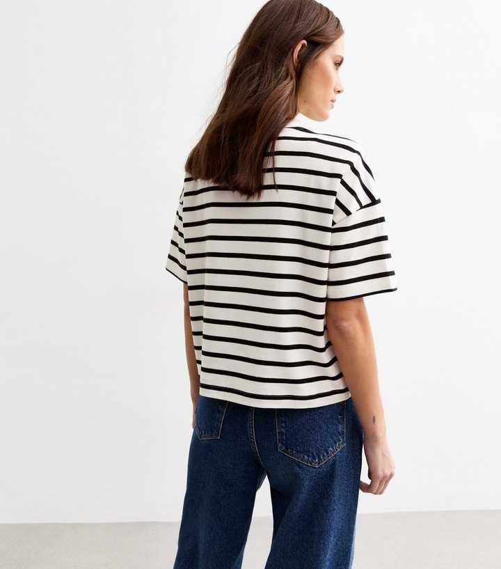 Oversize Layer Look Shirt – Black & White Stripes, 3/4 Sleeve, Jersey Fabric – Women's Plus Sizes 44-56 8 thumbnail image