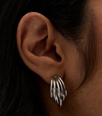Silver Multi Oval Hoop Earrings New Look