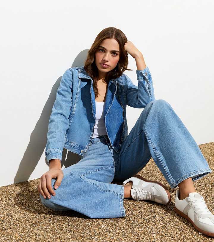 Blue Denim Biker Jacket