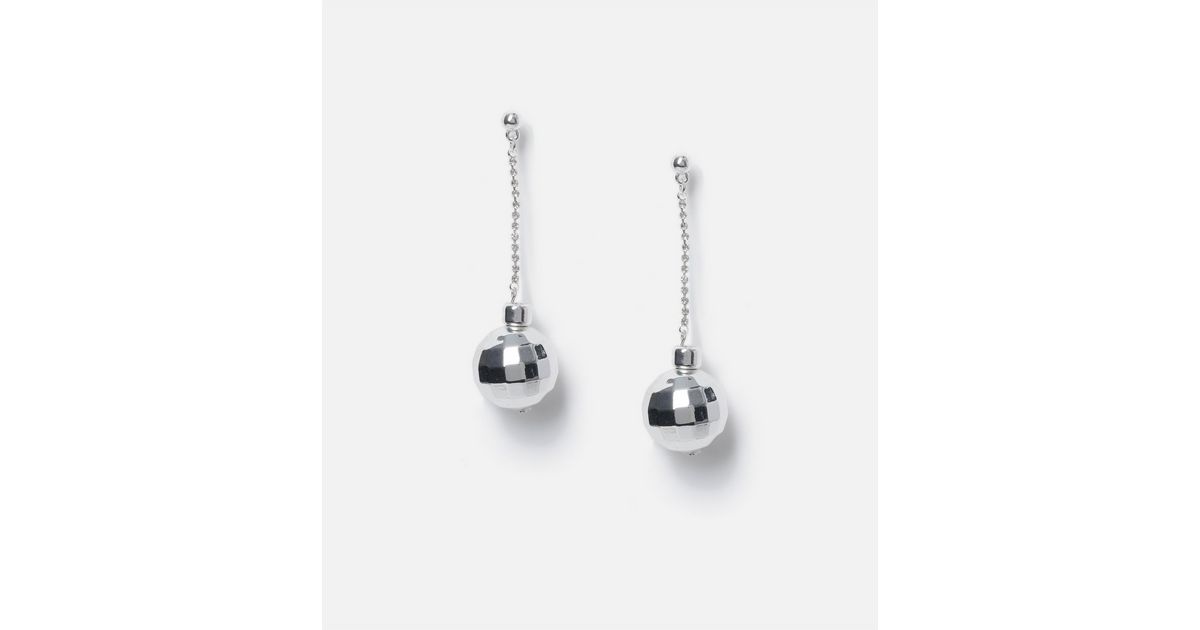 Muse Silver Disco Ball Drop Earrings New Look