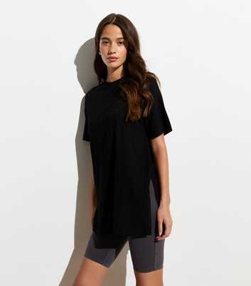 Black Split Sides Boyfriend T-Shirt