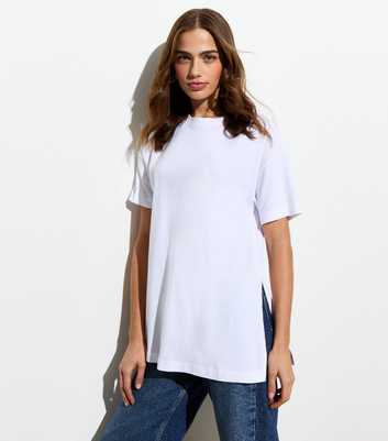 White Split Sides Boyfriend T-Shirt