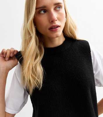 Black Long Soft Knit Jumper Vest 