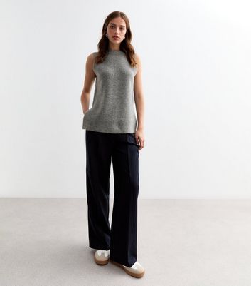 Grey Long Soft Knit Jumper Vest New Look